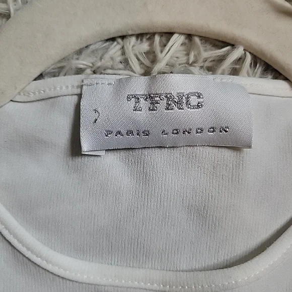 TFNC Paris London Y2K Style White Stretchy Sleeveless Tank Top Glittery Purple - Picture 3 of 10